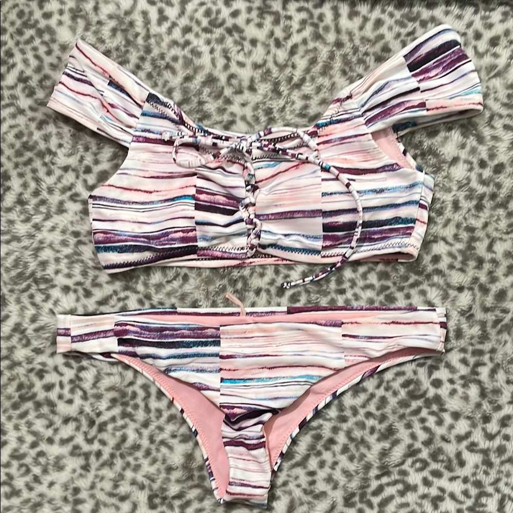 Raisins Pink and Purple Striped Bikini